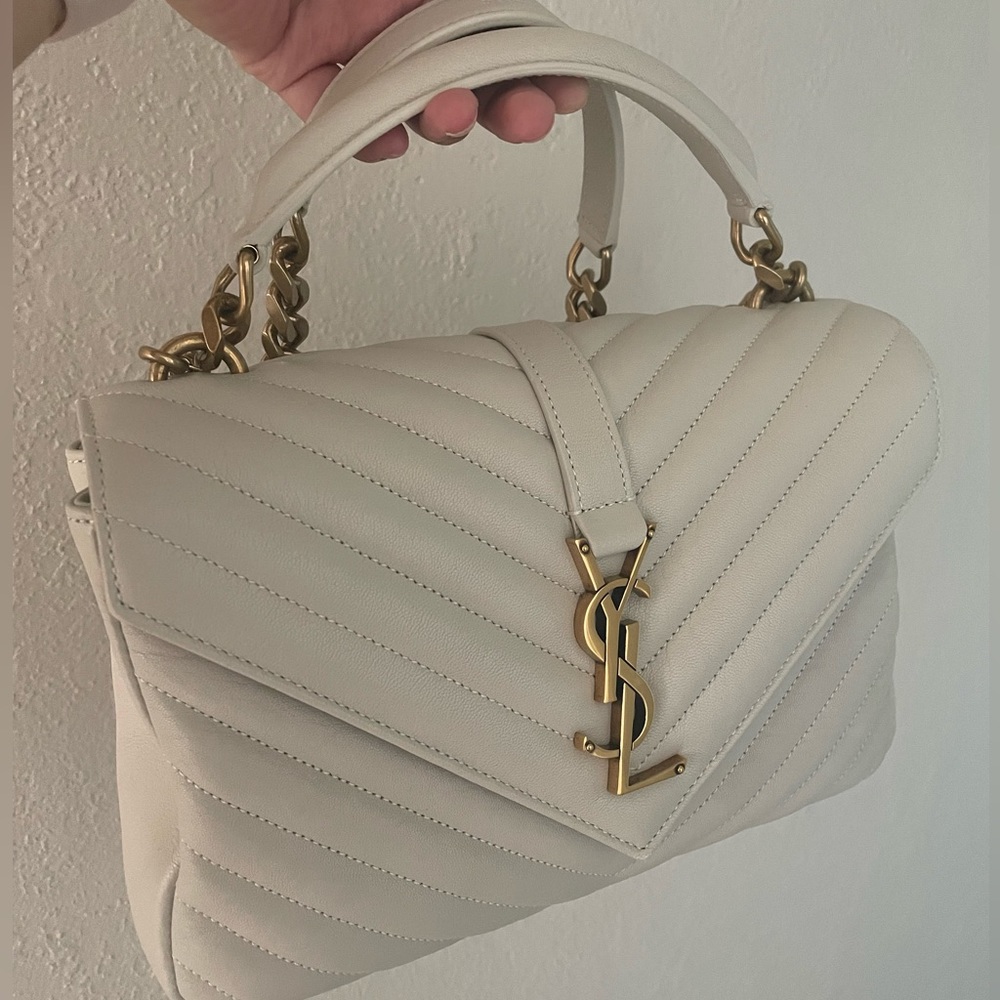 2022 Saint Laurent COLLEGE MEDIUM CHAIN BAG - blanc vintage -excellent condition